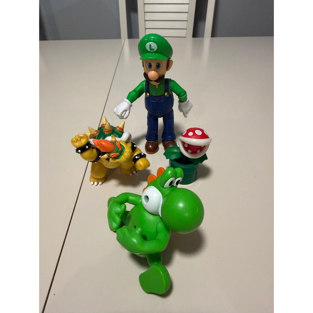 Nintendo Super Mario Figure Lot Luigi Bowser Yoshi Piranha Plant Jakks Pacific